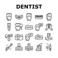 Children Dentist Dental Care Icons Set Vector