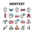 Children Dentist Dental Care Icons Set Vector