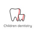 Children dentistry. Milk teeth. Big tooth and small tooth. Dental icon or illustration Royalty Free Stock Photo