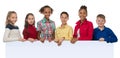 Children of different complexion holding an empty Royalty Free Stock Photo