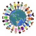 Children of different races holding for hands around the world Royalty Free Stock Photo