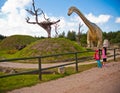 Children at Dinosaurs Park, Leba, Poland Royalty Free Stock Photo