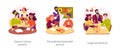 Children with disability parents training isolated cartoon vector illustration set