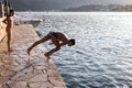 Children diving in the bay of kotor