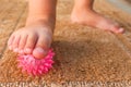 Children does exercise for foot massage ball Royalty Free Stock Photo