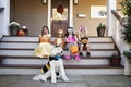 Children And Dog In Halloween Costumes For Trick Or Treating Royalty Free Stock Photo