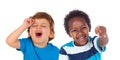 Children doing joke and laughing Royalty Free Stock Photo