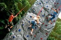 Children doing rockclimbing