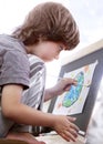 Children draw in home Royalty Free Stock Photo