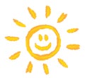 Children drawing bright sun symbol vector