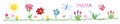 Children pattern. Kids drawing flowers, sun. Multicolored symbols set for kindergarten, school. Child protection, cancer