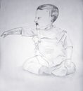 Drawing with pencil sketching. Children & x28;Boy& x29;