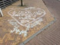 Children drawn a heart for there grandparents to cheer them up during the corona virus crisis in the Netherlands