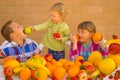 Children eating fruits