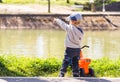 Children on the edge of the river