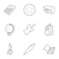 Children education icons set, outline style Royalty Free Stock Photo