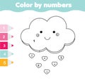 Children educational game. Coloring page with cute cloud