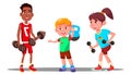 Children Are Engaging In Fitness In The Gym Vector. Sport. Healthy. Isolated Illustration