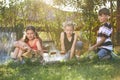 Children enjoy campfire Royalty Free Stock Photo