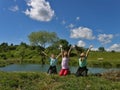 Children enjoy the spring Royalty Free Stock Photo