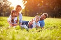 Children enjoying in making soap bubbles Royalty Free Stock Photo