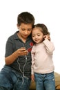 Children enjoying a mp4 player