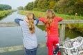 Children enjoying nature on bicycle Royalty Free Stock Photo