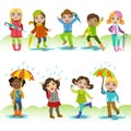 Children Enjoying The Rain