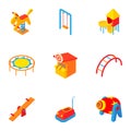 Children entertainment icons set, cartoon style