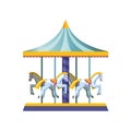 Kids carousels, swings, in form an attraction with riding horses.