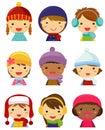 Children face collection, winter clothes