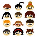 Children face icon set Royalty Free Stock Photo