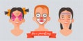 Children face painting set of vector illustrations Royalty Free Stock Photo