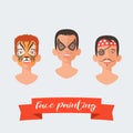 Children face painting set of vector illustrations Royalty Free Stock Photo