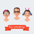 Children face painting vector illustrations Royalty Free Stock Photo