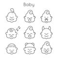 Children faces icon set. Royalty Free Stock Photo