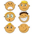 Children faces set. people emotions Royalty Free Stock Photo