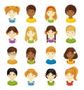 Children faces set. Vector illustration set of different avatars