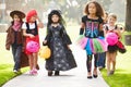 Children In Fancy Costume Dress Going Trick Or Treating Royalty Free Stock Photo