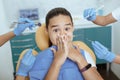 Children fear, emotions of horror and treatment of oral cavity in clinic