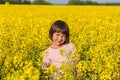 Children in the field with the flowering