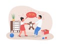 Children fighting over toy 2D vector web banner, poster Royalty Free Stock Photo