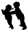 Children fighting silhouette vector