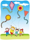 Children Flying Kites Royalty Free Stock Photo