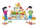 Children and food guide pyramid Royalty Free Stock Photo