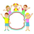 Children frame. kids, boys and girls smiling and waving Royalty Free Stock Photo