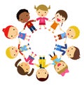 children friends from around the world of various ethnic groups in circle Royalty Free Stock Photo