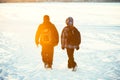 Children friends walking with school backpacks Royalty Free Stock Photo