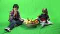 Children, fruits and green screen 4k ProRes, 4.2.2 10bit