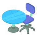 Children furniture icon isometric vector. Round table and swivel soft chair icon